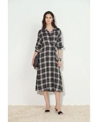 Fabrique - Lea Detachable Wrap Plaid Shirt Dress - Lyst