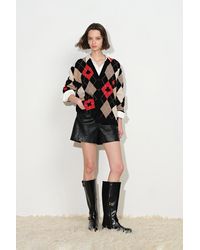 Fabrique - Hélène Hand Embroidery Argyle Cardigan - Lyst