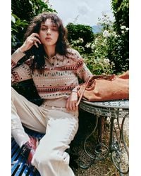 Fabrique - Aria Fair Isle Cropped Polo Sweater - Lyst