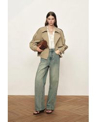 Fabrique - Elva Large Lapel Pleated Hem Short Trench Coat - Lyst