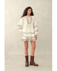 Fabrique - Brioche Beaded Tassel Tie Embroidery Blouse And Skirt Set - Lyst