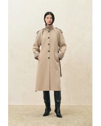 Fabrique - Blair Belted Check Panel Long Trench Coat - Lyst