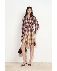 Fabrique - Marcella Plaid Ombré Twist Front Shirt Dress - Lyst