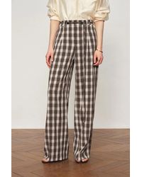 Fabrique - Joy Plaid Tie-Waist Straight Pants - Lyst