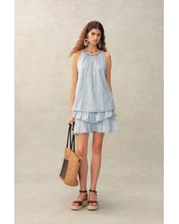 Fabrique - Hazel Boho Embroidery Jacquard Halterneck Sleeveless Top And Pants Set - Lyst