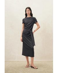 Fabrique - Isla Ruched Tie Front T-Shirt Dress - Lyst