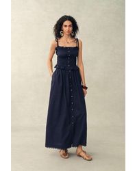 Fabrique - Siena Smocked Tie Front Bandeau Top And Maxi Skirt Set - Lyst