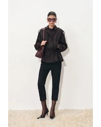 Fabrique - Basil Drawstring Waist Double Breasted Short Trench Coat - Lyst