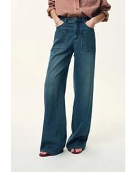 Fabrique - Carrie Front Pocket Washed Straight Jeans - Lyst