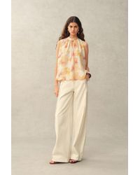 Fabrique - Charlotte Handpainted Floral Neck Tie Sleeveless Blouse - Lyst