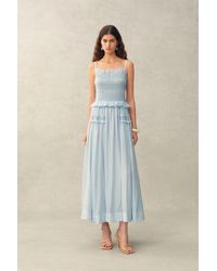 Fabrique - Cirra Smocked Ruffle Trim Striped Sleeveless Cami Dress - Lyst