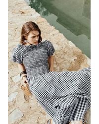 Fabrique - Vivinea Gingham Smocked Puff-Sleeve Dress - Lyst