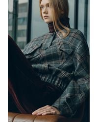 Fabrique - Montnkar Plaid Leather Panel Bomber Jacket - Lyst