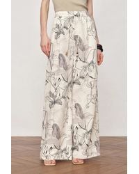 Fabrique - Emma Handpainted Floral Elastic Waist Wide Leg Pants - Lyst