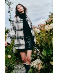 Fabrique - Abigail Embroidery Plaid Belted Coat - Lyst