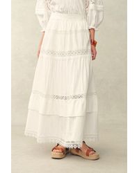 Fabrique - Iris Mix Embroidery Lace Patchwork Maxi Skirt - Lyst
