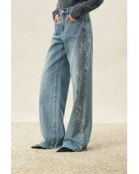 Fabrique - Maris Metal Embellished Straight Leg Jeans - Lyst