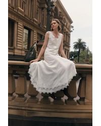 Fabrique - Azaria Boho Lace Panel Embroidery V Neck Sleeveless Dress - Lyst