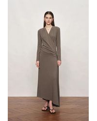 Fabrique - Soren Draped Wrap V-Neck Dress - Lyst