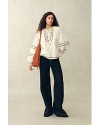 Fabrique - Brioche Beaded Tassel Tie Embroidery Blouse - Lyst