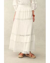 Fabrique - Iris Mix Embroidery Lace Patchwork Maxi Skirt - Lyst