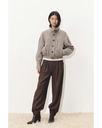 Fabrique - Hazel Textured Harrington Cropped Jacket - Lyst