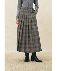 Fabrique - Yehudit Plaid Pleated Midi Skirt - Lyst