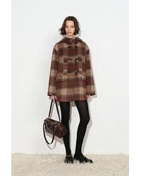 Fabrique - Aeliana Plaid Hooded Midi Coat - Lyst