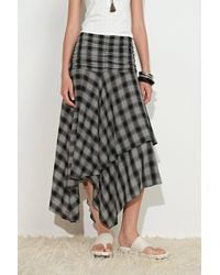 Fabrique - Gracie Ruched Asymmetric Plaid Skirt - Lyst