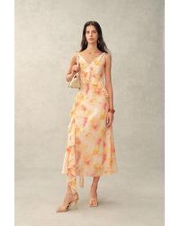 Fabrique - Linda Handpainted Floral Ruffle Sleeveless Dress - Lyst