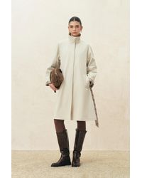 Fabrique - Melody Plaid Accent Trench Coat - Lyst