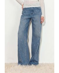Fabrique - Eleanor Crystal Embellished Straight Leg Jeans - Lyst