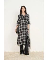 Fabrique - Lea Detachable Wrap Plaid Shirt Dress - Lyst