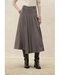 Fabrique - Grace Pleated Wrap Houndstooth Skirt - Lyst