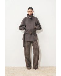 Fabrique - Dublin Belted Low Waist Cropped Coat - Lyst