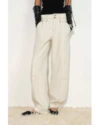 Fabrique - Manon Contrast Stitch Deconstructed Barrel Jeans - Lyst