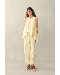 Fabrique - Hazel Lace Panel Halterneck Sleeveless Top - Lyst