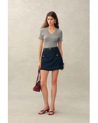 Fabrique - Evie V Neck Pointelle Short Sleeve Top - Lyst