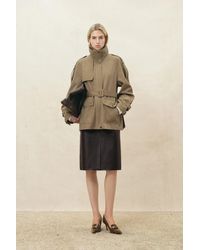 Fabrique - Alma Belted Stand Collar Cropped Coat - Lyst