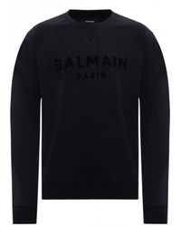 Balmain Sweatshirt With Velvet Logo - Blue