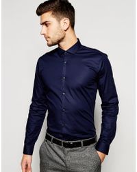 BOSS | Hugo By Smart Shirt In Stretch Cotton Slim Fit And Cutaway Collar | Lyst