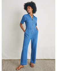 Faherty - Linen Denim Jumpsuit - Lyst
