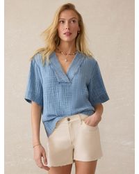 Faherty - Dune Cotton Gauze Short Sleeve Popover - Lyst