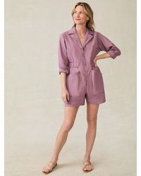 Faherty - Sunwashed Canvas Romper - Lyst