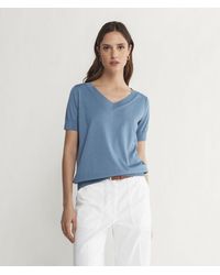 Falconeri - Short-Sleeved V-Neck Silk And Cotton Jumper Light - Lyst