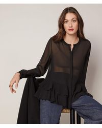 Falconeri - Camicia in georgette di seta con rouches - Lyst