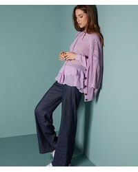 Falconeri - Camicia in georgette di seta con rouches - Lyst