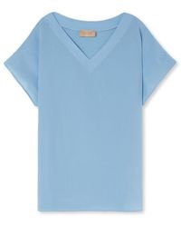 Falconeri - Silk V-Neck Kimono T-Shirt Light - Lyst