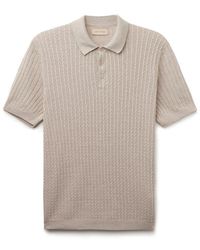 Falconeri - Short-Sleeved Ribbed Cable-Knit Polo Shirt - Lyst