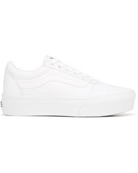 vans ward canvas platform trainers in white
